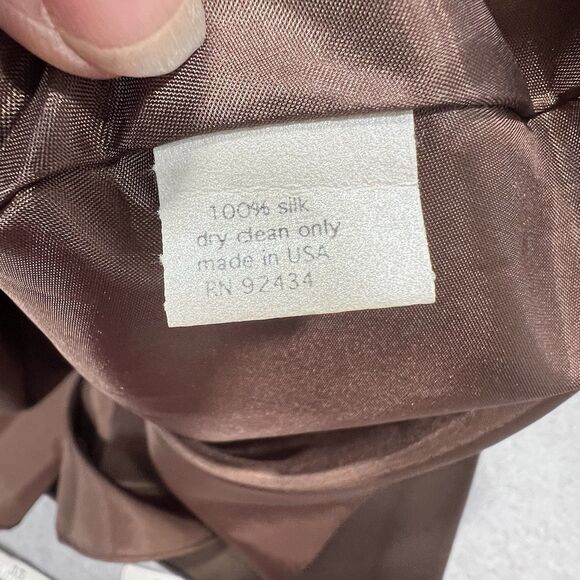 Lynn Lugo Silk Dress Strapless fit Flare Brown Party Wedding Women's Size 10 - Picture 11 of 14